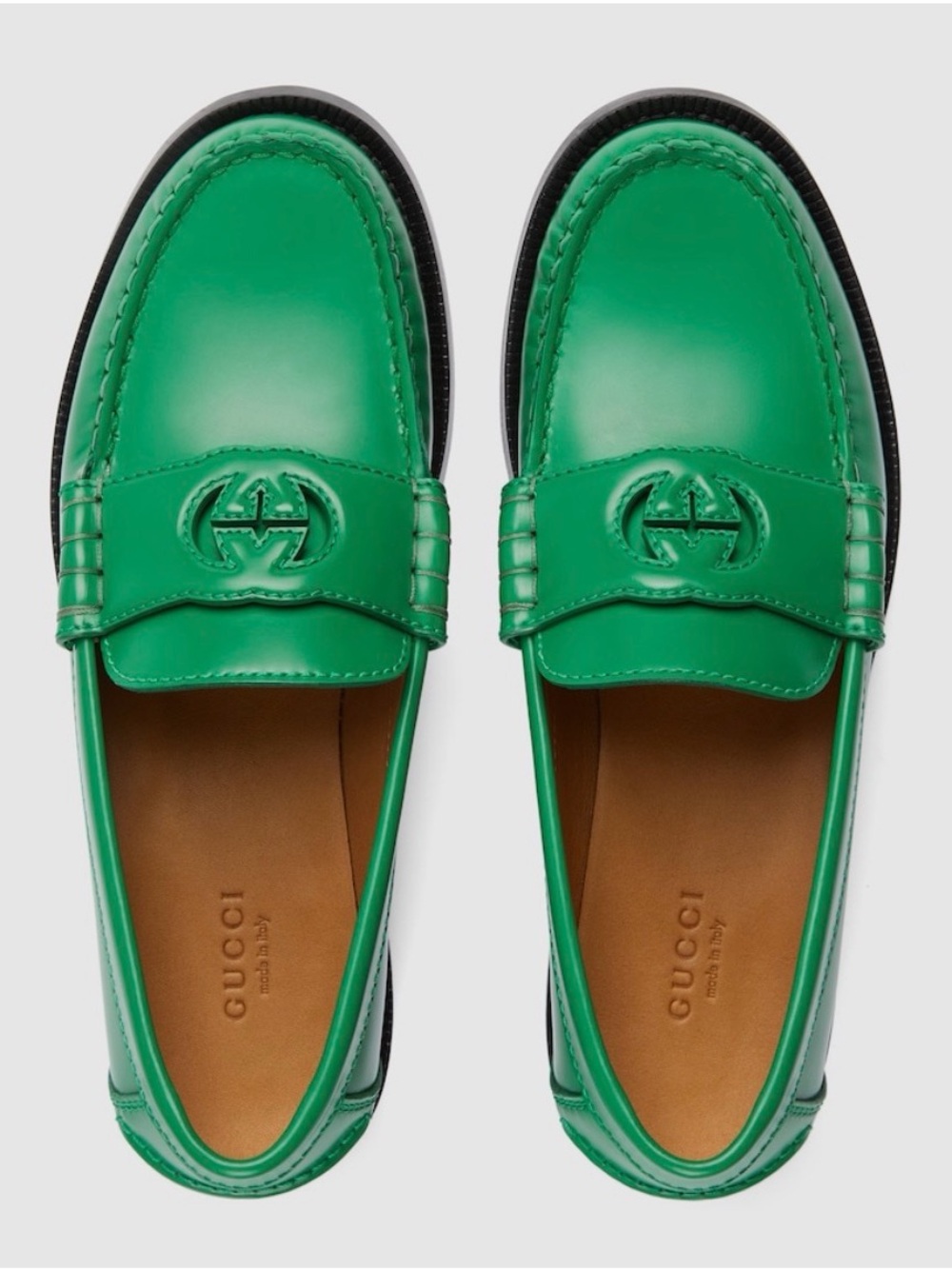 Gucci Emerald Green Leather Horsebit Loafers - Picture 1 of 6